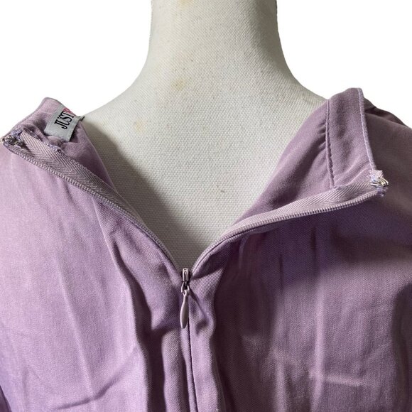 JustFab New Long Sleeve Pleated Purple‎ Size Medium Fit Flare Business Casual - Picture 7 of 15